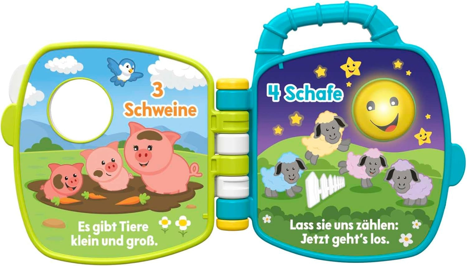 Fisher-Price Muzikale Dierenvriendenliedjesboek | Babyspeelgoed vanaf 6 maanden, 1 jaar voor meisjes en jongens | Kinderspeelgoed | Muziekboek met geluiden en lichteffecten | Educatief speelgoed (Duits), GFP29 Jucarii Bebe Naty Shop