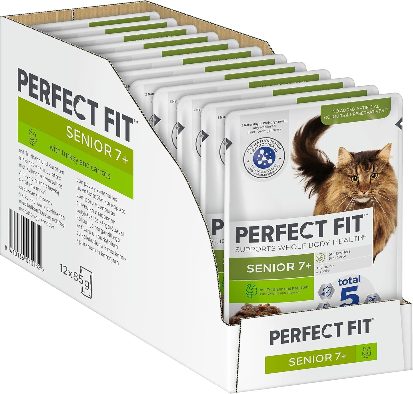 PERFECT FIT™ Portiezakjes voor senioren met kalkoen en wortels, 12 x 85 g