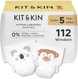 Kit & Kin Premium luiers, maat 4 (9-14 kg), 128 stuks, plantaardig en hypoallergeen, betrouwbare lekbescherming, veganistisch en dierproefvrij