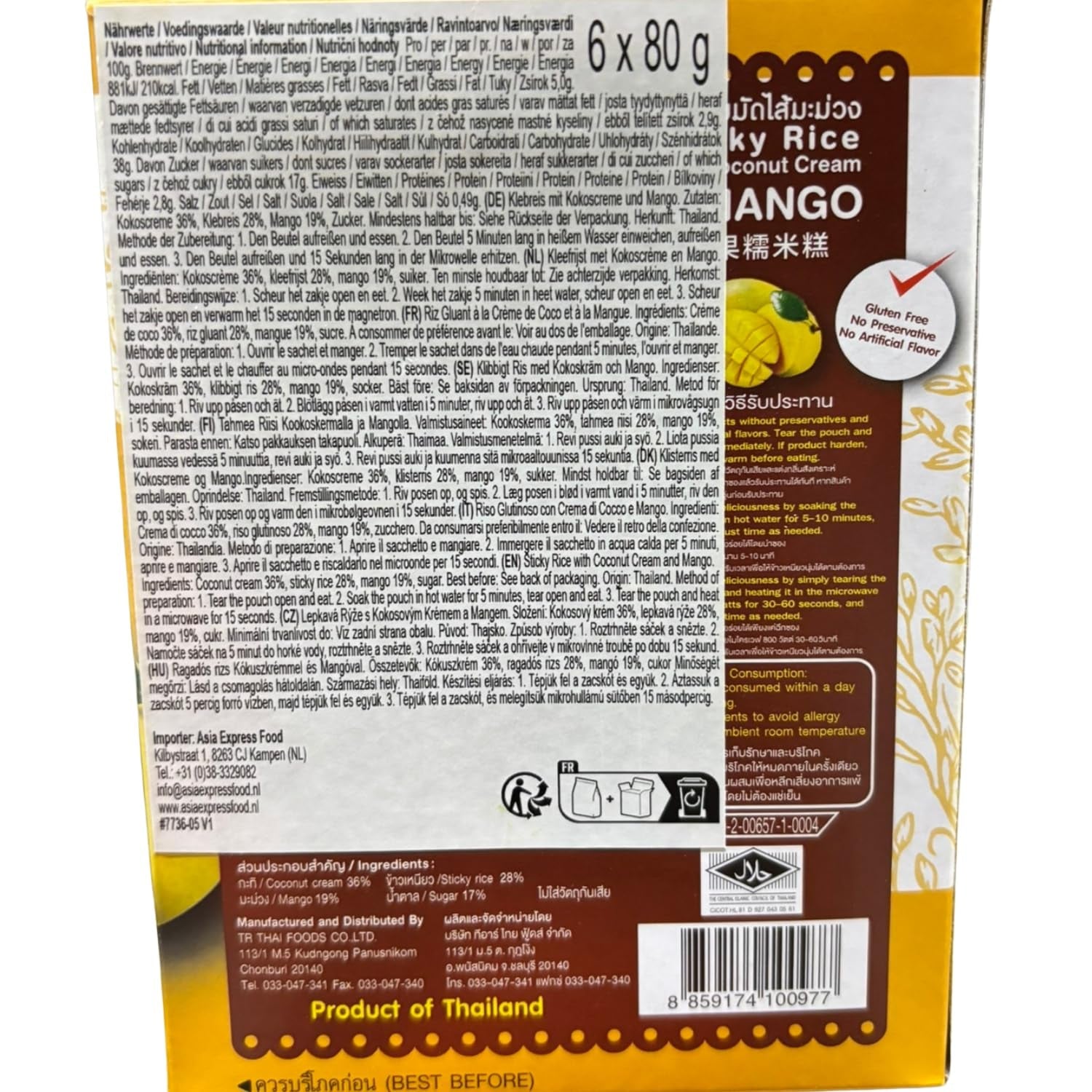 - Kleefrijst met kokos en mango - (6 x 80 g)