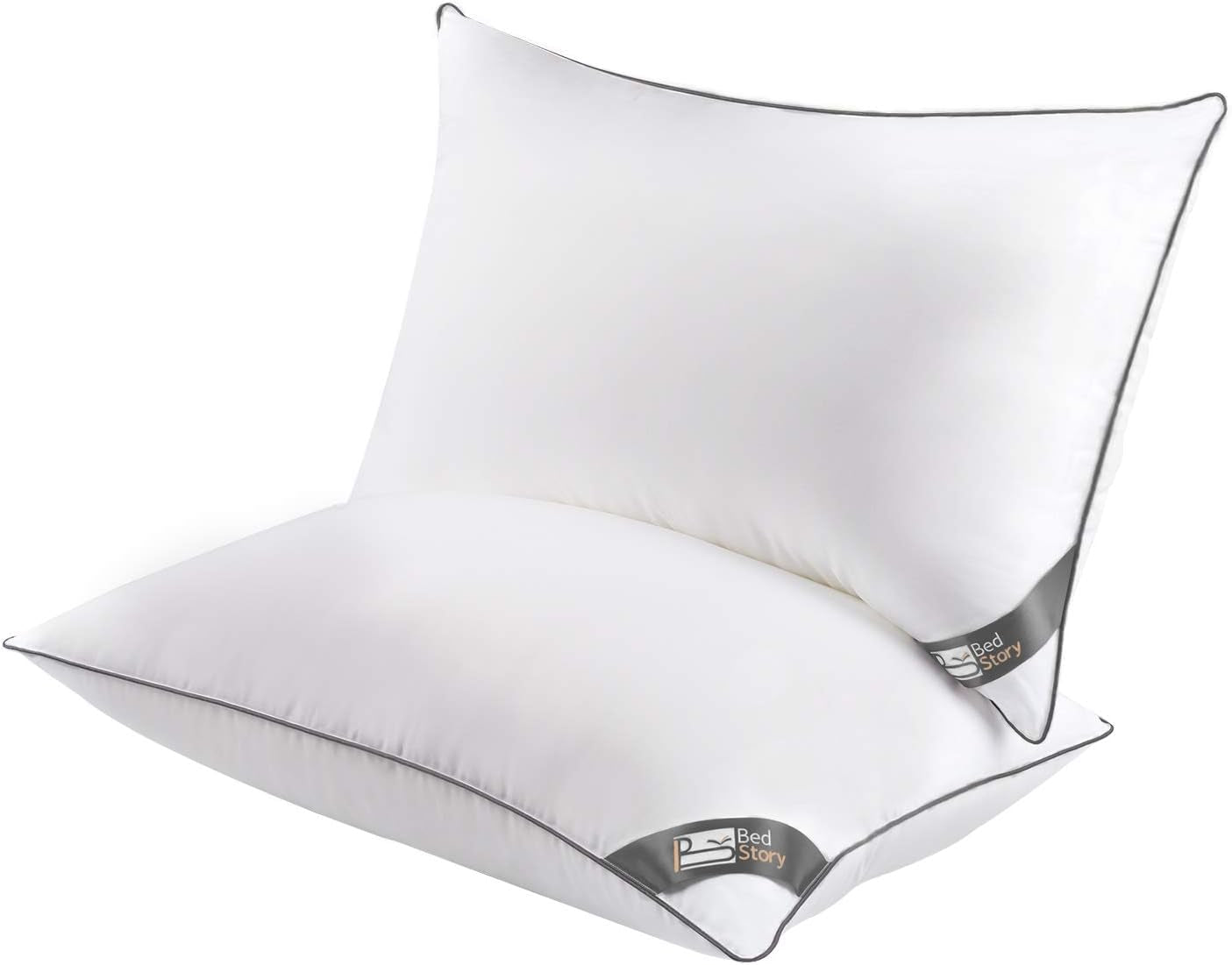 Bedstory-kussen, 50 x 70 cm, 2 stuks, bijtbestendig, zweetademend, hypoallergeen, vulling: 100% polyestervezel, ultracomfortabel en zacht comfort en uitstekende ondersteuning Naty Shop standaardkussens Standaardtitel