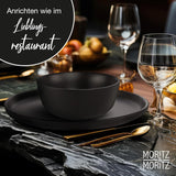 Moritz & Moritz NORDIC 6-persoons serviesset - 18-delige zwarte steengoed serviesset - Scandinavisch design - 6-persoons robuuste serviesset voor dagelijks gebruik en gasten - gecombineerde serviesset