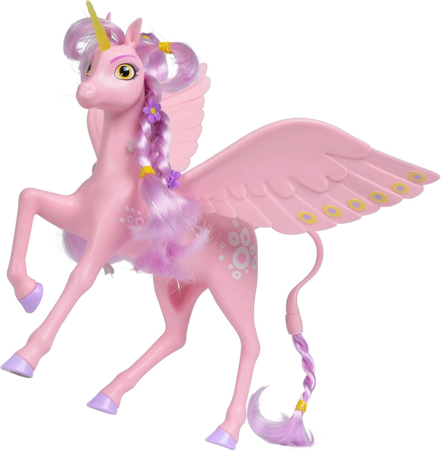 Simba 109480092 - Mia and Me Eenhoorn Kyara, met beweegbare vleugels, haarclips en stylingborstel, 20 cm, vanaf 3 jaar, roze