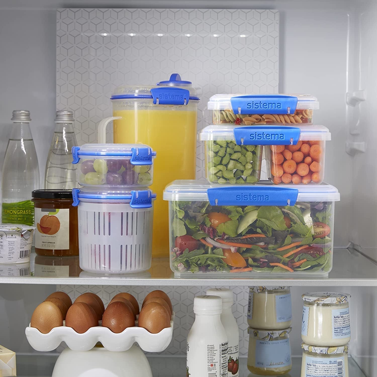 KLIP IT-systeem Voedselbewaarpot 5 liter stapelbaar lekvrije voorraadpot met deksel koelkast/vriezer geschikt BPA-vrij plastic blauwe clips 1 stuk (2 stuks) voedselbewaardozen Naty Shop