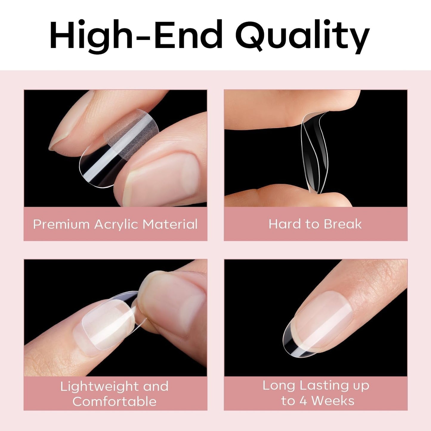 Modelones nageltips 510-delig - volledig dekkende nageltipsset, geltipsset, pre-polijst PMMA-hars nageltips, kunstnagels voor lijm op nail art DIY, korte Squoval