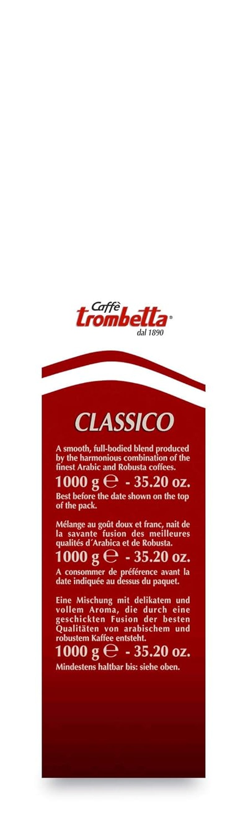 Caffè Trombetta Italiaanse Kaffee Geröstete Kaffeebohnen, klassiek. Een perfecte harmonie met aroma en kruiden - 1 kg