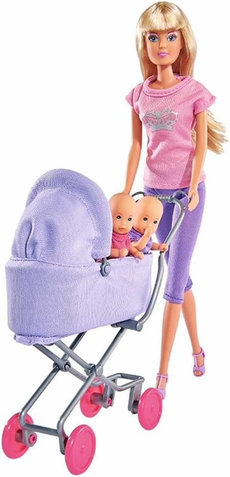 Simba Steffi Love Sunshine Twins - Pop met tweeling en kinderwagen, inclusief accessoires zoals flessen en speelgoed, bijpassende variant voor 2 poppen, poppenset voor kinderen vanaf 3 jaar
