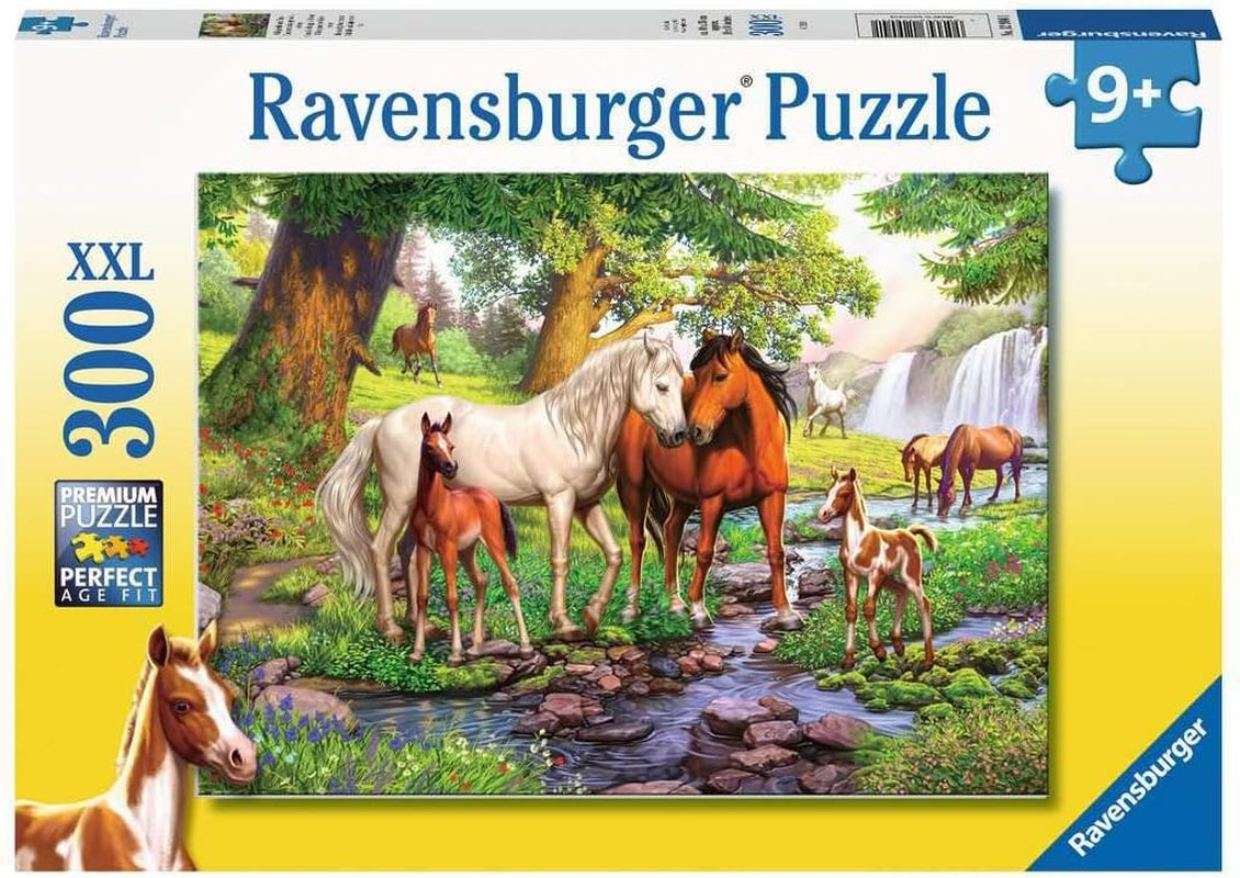 Ravensburger legpuzzel voor kinderen - 12904 Wilde paarden aan de rivier - 300 stukjes paardenpuzzel voor kinderen van 9+ in XXL-formaat puzzel Naty Shop standaardtitel