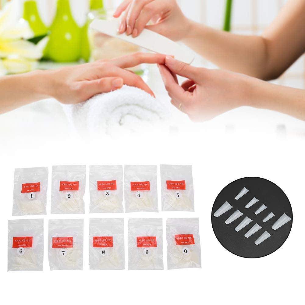 500 stuks valse nageltips, natuurlijke Franse kunstnageltips voor manicure, L, doe-het-zelf nepnagels, ovale UV-gel, nagelaccessoires voor vrouwen en meisjes (natuurlijke kleur)