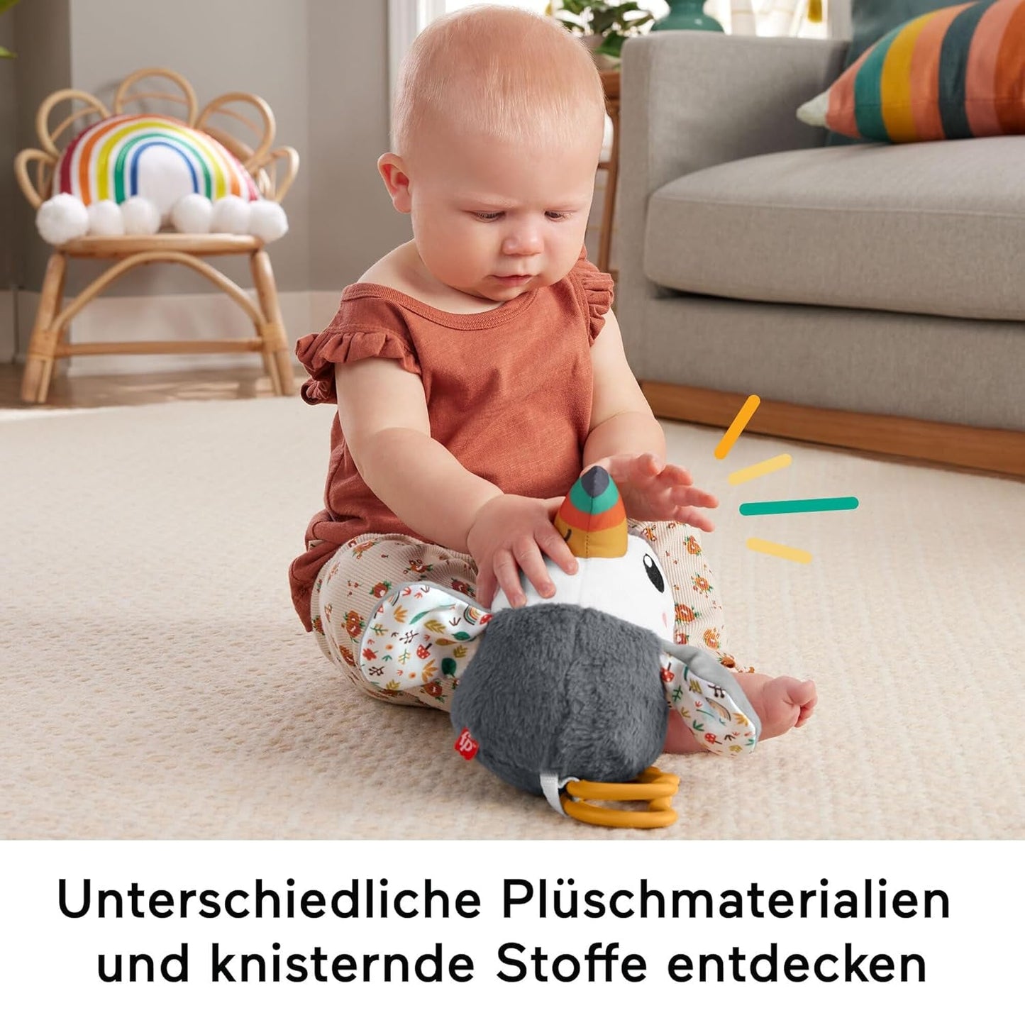 FISHER-PRICE Flap & Go Toekan - Wandelwagenknuffel Bevordert de fijne motoriek en zintuiglijke vaardigheden bij pasgeborenen vanaf de geboorte HNX66 Babyspeelgoed Naty Shop
