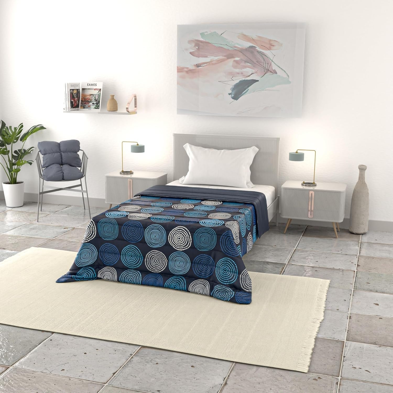 Basic zomerdeken, microvezel, jeansstrepen, 200X240Cm Quilts en quilts Naty Shop Ipnotic 200X240Cm