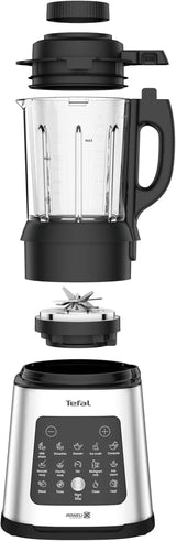 Tefal Perfectmix Cook Hochgeschwindigkeits-Standmixer, Met Kochfunktion, 10 Auto-Programma, Heiße en Kalte Rezepte, Abnehmbare Klingen, Inkl. Dampfkorb, Zilver/Schwarz, BL83SD30 Keuken Naty Shop