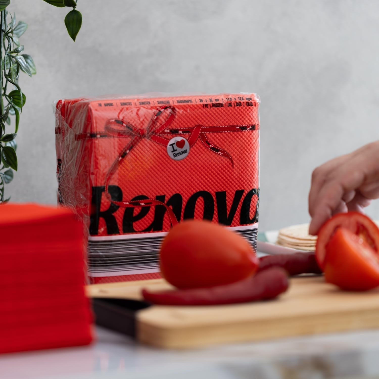 Renova papieren servetten, rood rood etiket - 70 servetten