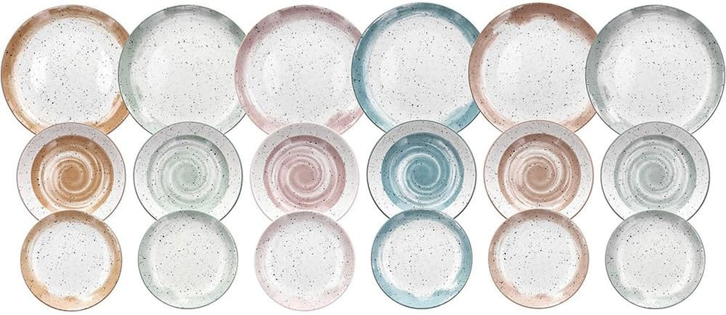 Sienna servies voor 6 personen, 18-delig, porselein, veelkleurig