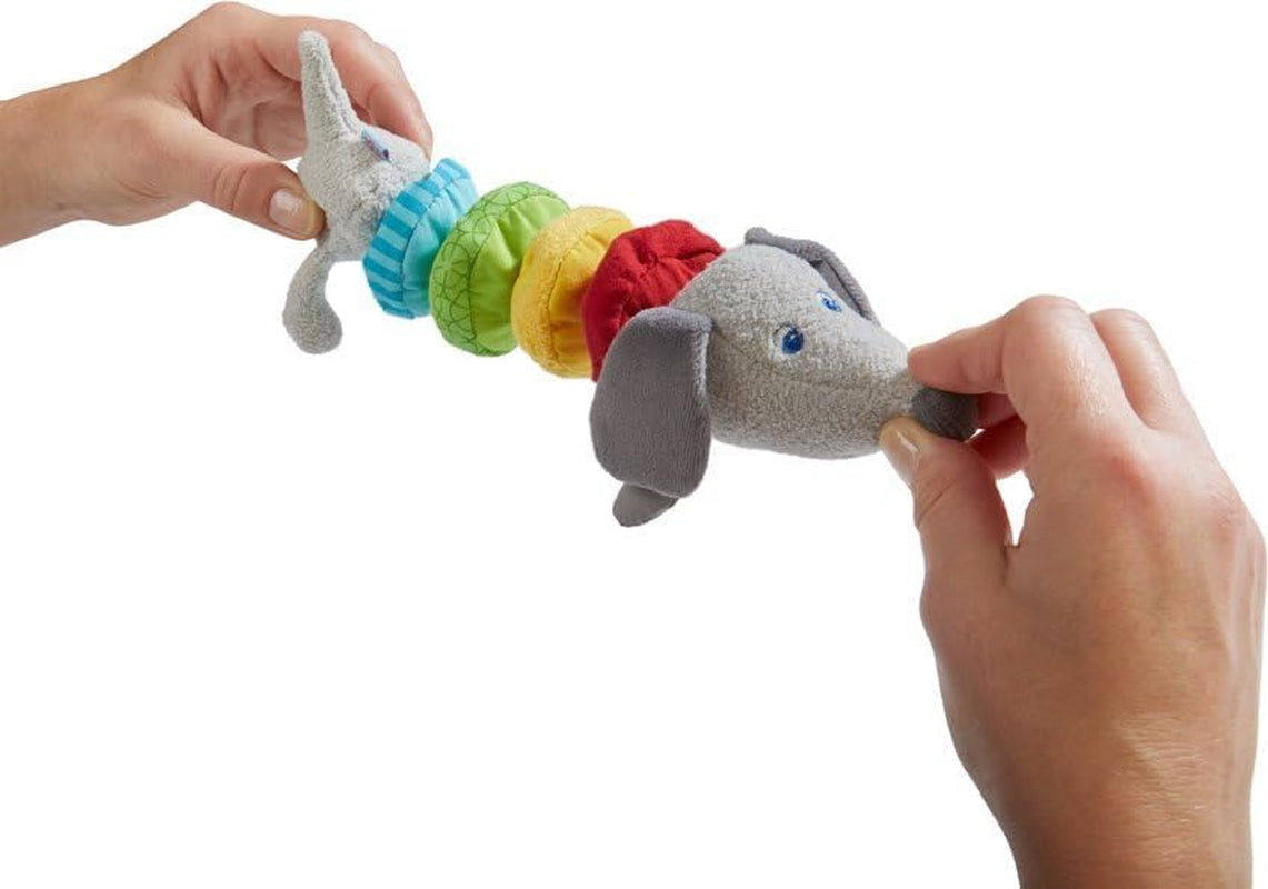 HABA 304771 - Rammelaar teckelfiguur, stoffen babyspeelgoed met rammelaarmotor, speelgoed vanaf 6 maanden Speelgoed Bebe Naty Shop