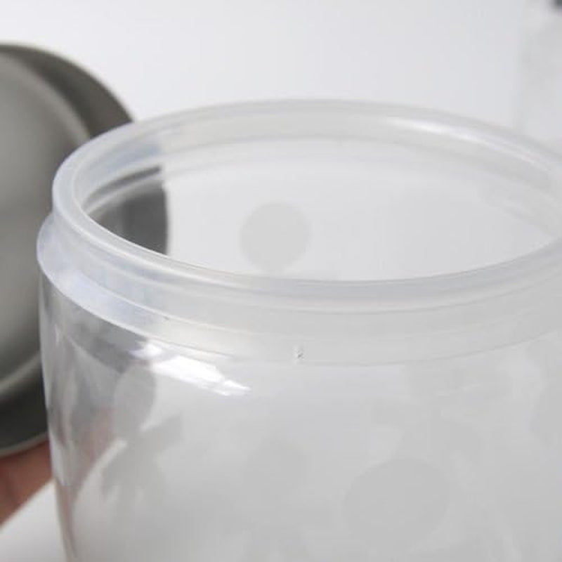 Alessi AKK37 GIROTONDO Glazen keukenpot met opdruk en verzegelde roestvrijstalen deksel, L 21,6 cm, H 10,5 cm Voedselbewaardozen Naty Shop