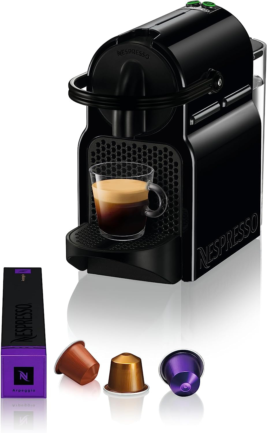 Nespresso capsule-espressomachine De'Longhi EN 80.B Inissia, hogedrukpomp en energiebesparende functie, automatische uitschakeling na 9 minuten, kopjesvolume voor espresso en lungo, watertank van 0,7 l, zwart