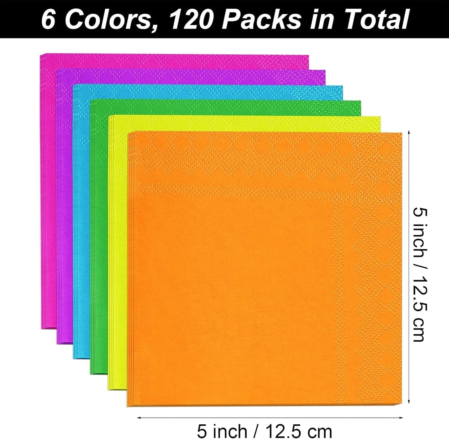 120 stuks cocktailservetten papieren servetten 2-laags feestaccessoires 6 kleuren