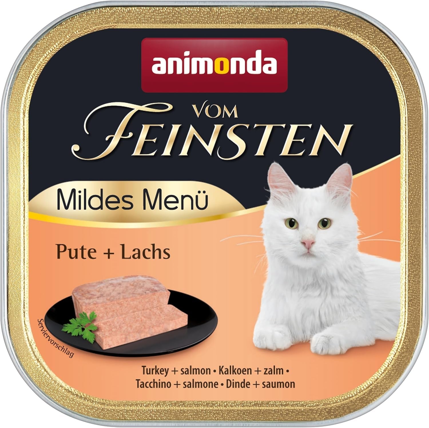 animonda vom Feinsten Mild Menu Mild Variety (32 x 100 g), graanvrij, suikervrij nat kattenvoer, licht verteerbaar voer met kalkoenvlees