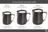 APS Melkkannetje - Hoogwaardige melkkan met antiaanbaklaag, gemaakt van roestvrij staal - Perfect voor het opschuimen van melk - Universele karaf, zwart, 600 ml