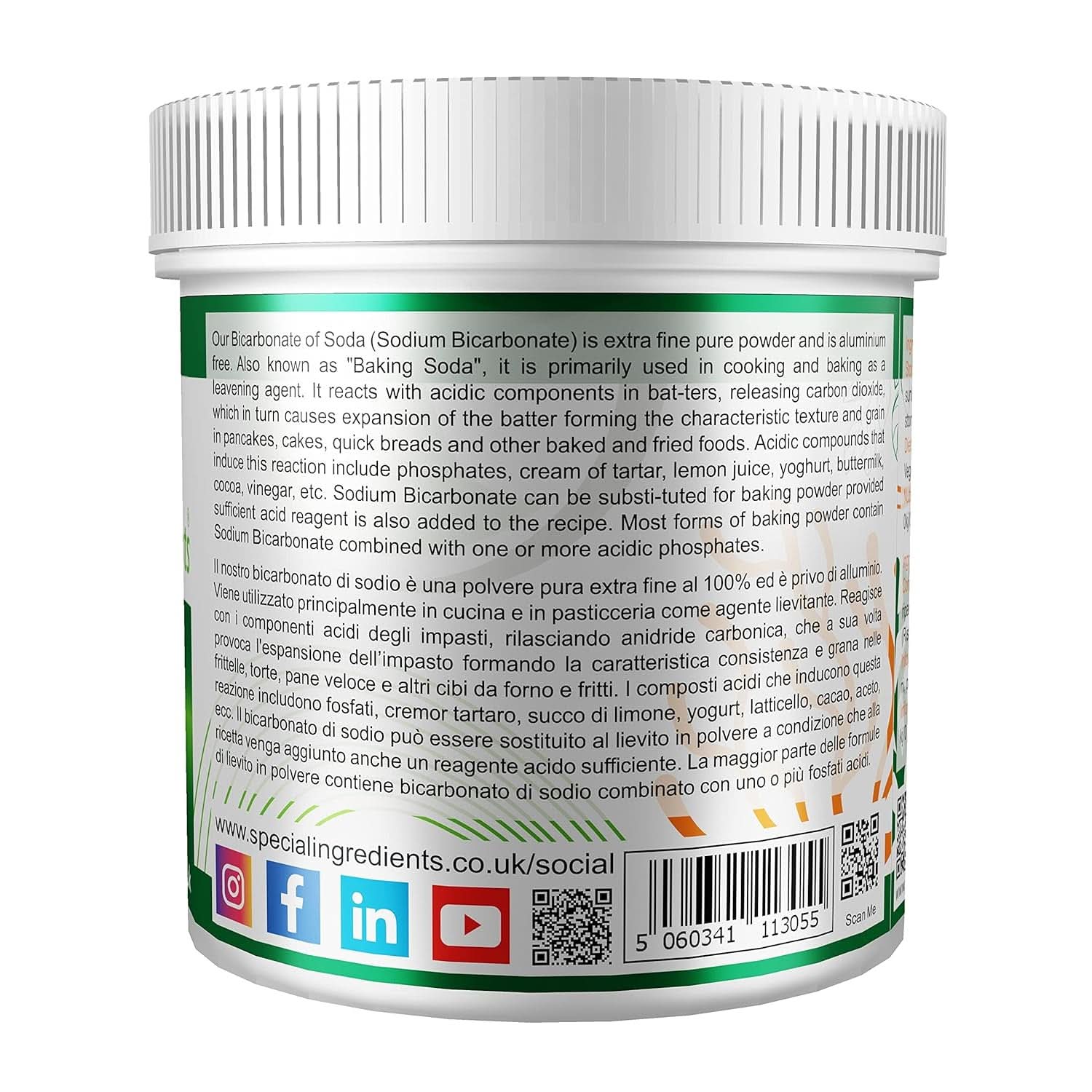 Speciale ingrediënten Natriumbikarbonat - Premium Qualität Extra fijn poeder, Veganistisch, Gvo-vrij, Glutenvrij - Recycelbarer Behälter Kitchen Naty Shop