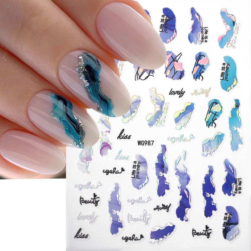 6 kleuren marmeren nagelstickers bronzer zilver zelfklevende stickers bloei marmeren nagelstickers 3D marmeren nagelstickers ontwerpaccessoires nail art stickers nagelstickers set nagelfolie