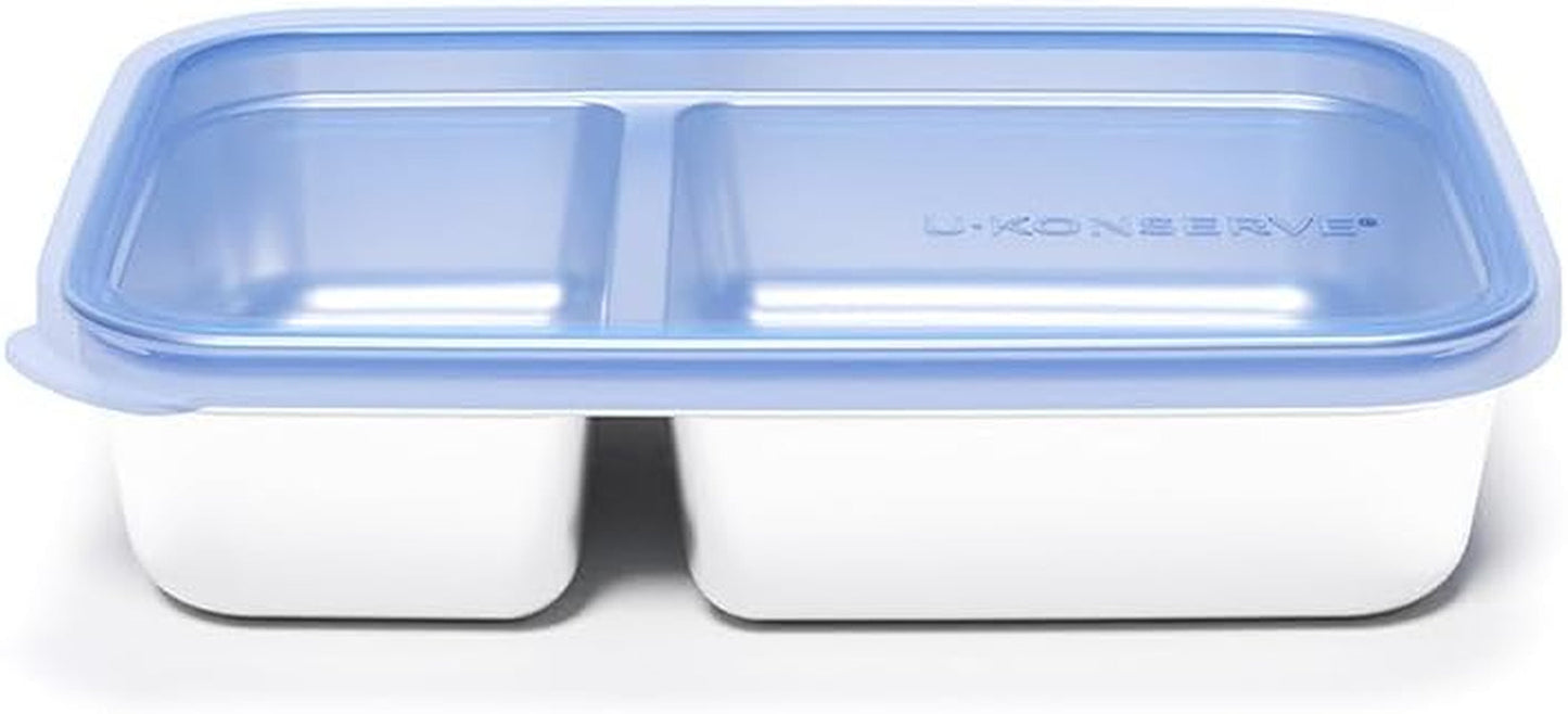 U Konserve - Verdeelde rechthoekige roestvrijstalen voedselcontainer met siliconen deksel - Island Teal - 28oz / 825ml Voedselbewaardozen Naty Shop Cosmic Blue 28 Oz