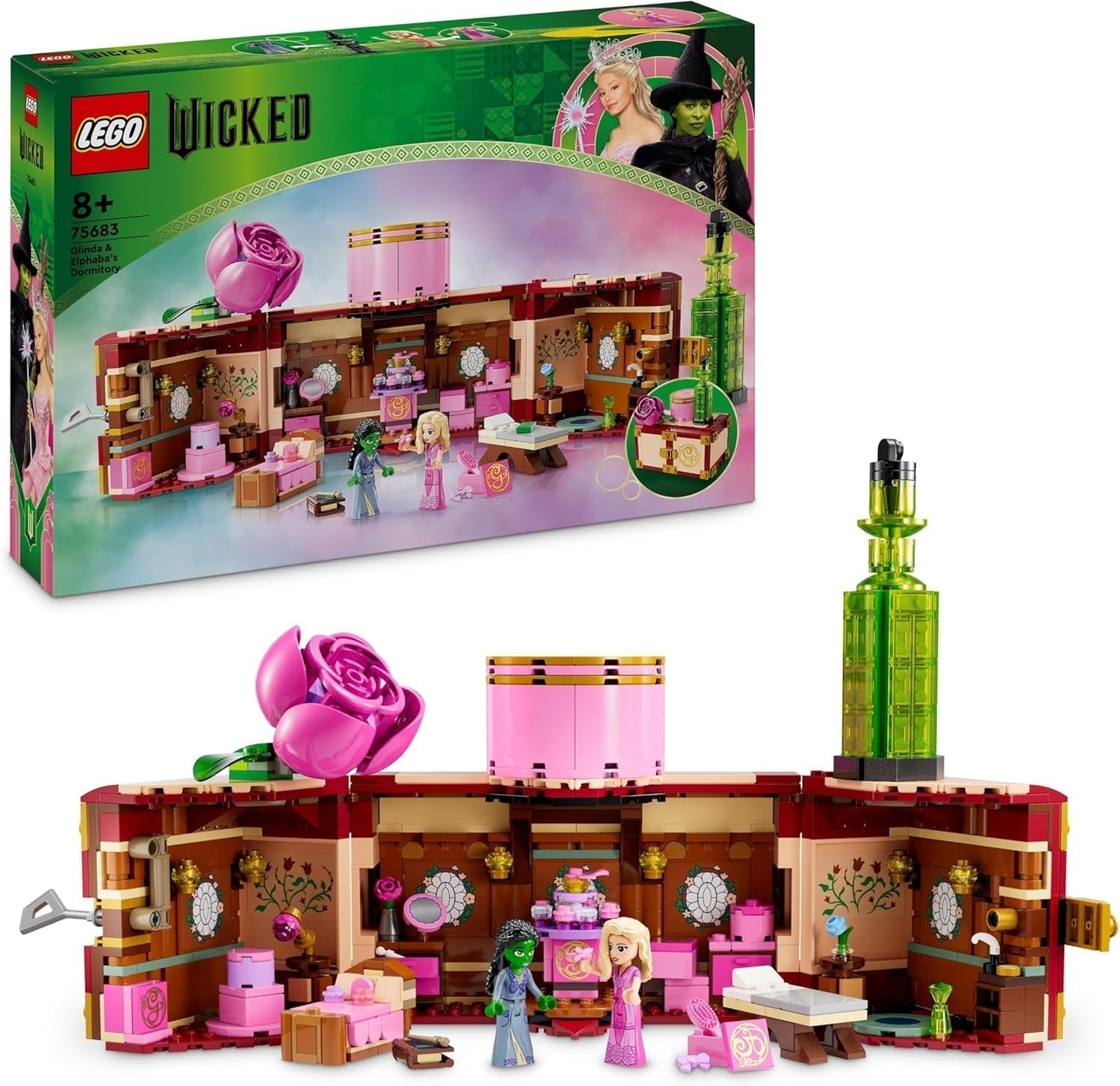 LEGO Wicked Glinda en Elphaba's slaapkamer - Poppenhuis met minipoppetjes van 2 Oz, geweldige accessoires waaronder bloemen en outfits - Creatief speelgoed voor meisjes vanaf 8 jaar en fans - 75683 Bouwsets Besuche den LEGO-Store Standaard titel