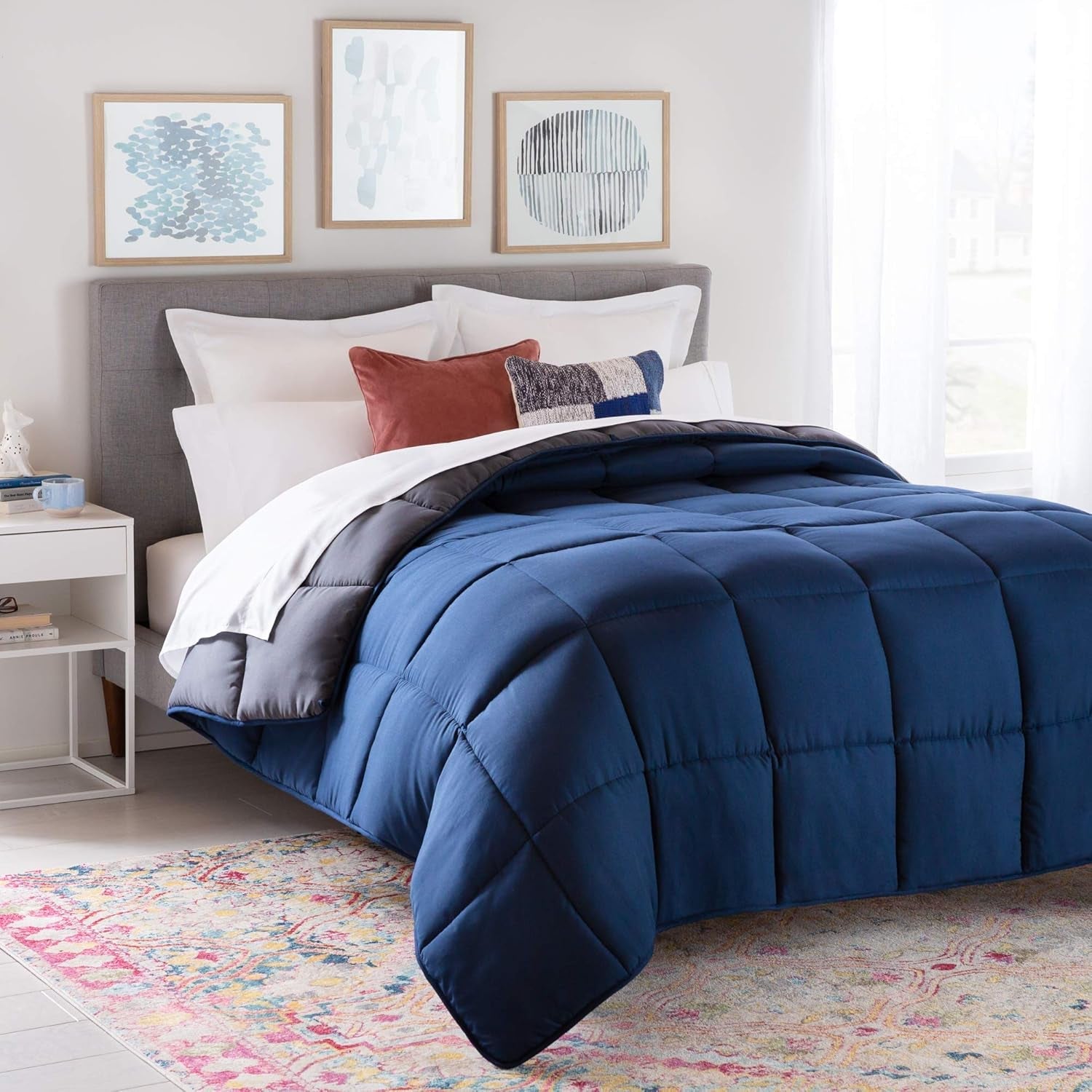 Linnenspa all-season dekbed - eenpersoons microvezeldekbed 10,5 Tog - Oeko-Tex, alternatief dekbed met dons, wit Dekbedden en dekbedden Naty Shop Marineblauw/grafiet Tweepersoonsbed