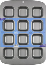 CSB106 Quadratische Antihaftbeschichtete Backform Mit 12 Minilöchern Aus Karbonstahl, Edelstahl, Zilver, 37,3 X 26,1 X 3,1 Cm Vormen en bakplaten Naty Shop