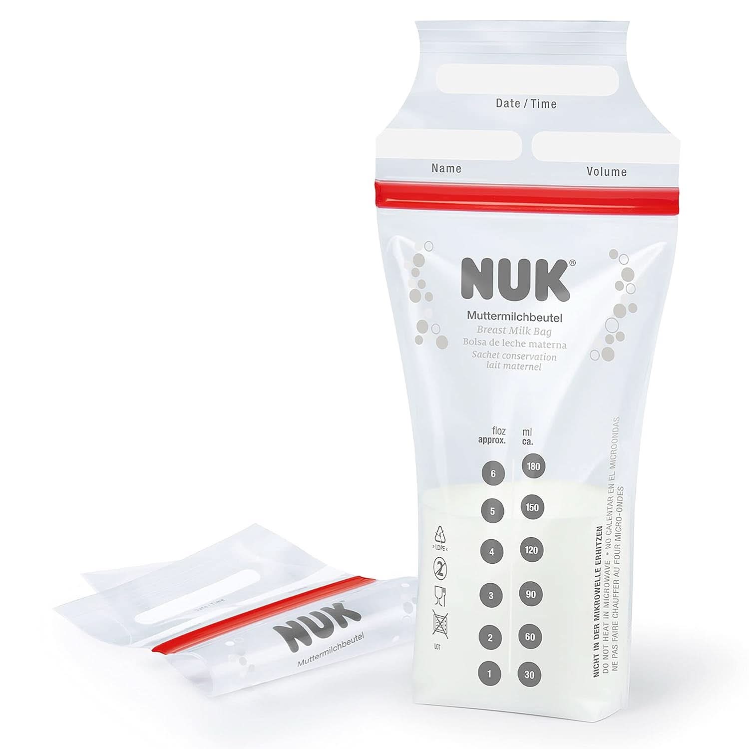 NUK moedermelkzakjes, ruimtebesparend en direct bruikbaar, 180 ml, 25 stuks, transparant Accessoires Voeding en borstvoeding Bebe Naty Shop