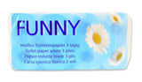 Grappig toiletpapier AG-014, 3-laags, 250 vellen, 9,5 cm x 11 cm, wit, enkel pakket van 8 rollen