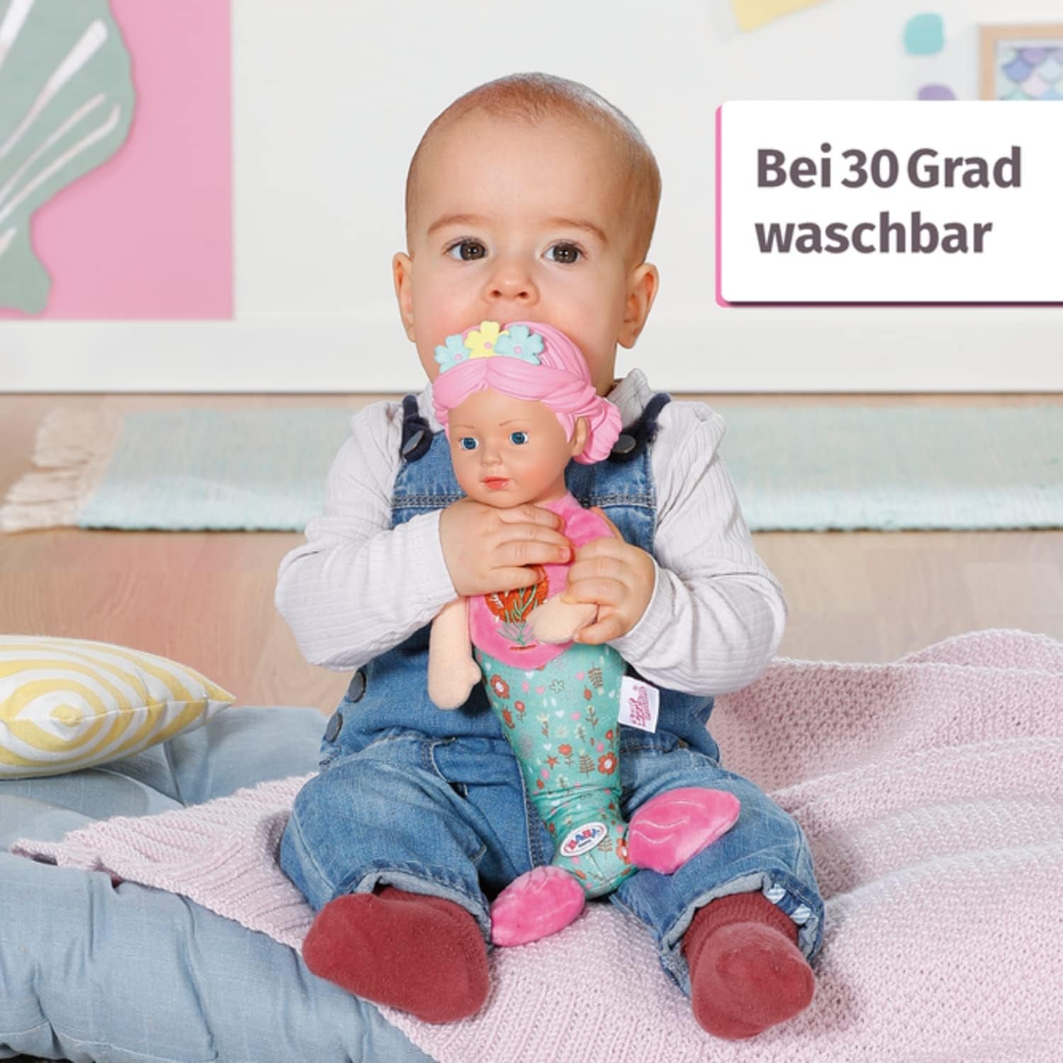 BABY born Zeemeermin voor baby's, wasbare zachte pop, zeemeerminpop met zacht vinyl hoofd, 33 cm hoog, 832288 Zapf Creation