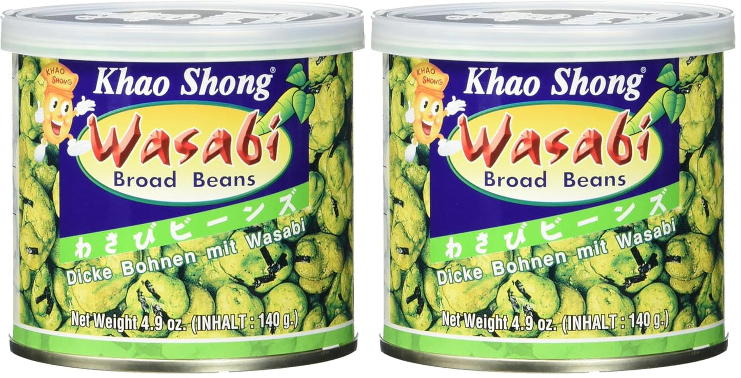 Khao Shong Gebakken groene erwten met wasabi, knapperige erwten in een pittig beslag, een vetarm alternatief voor noten, medium pikant, 1 blik van 140 g | 140 g (1 pakje)