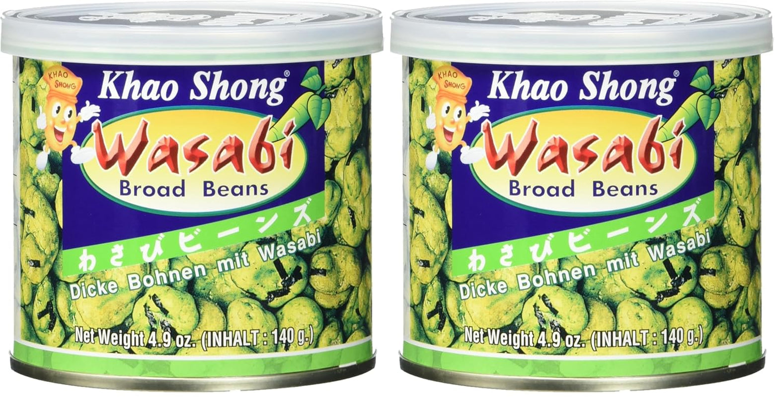 Khao Shong Gebakken groene erwten met wasabi, knapperige erwten in een pittig beslag, een vetarm alternatief voor noten, medium pikant, 1 blik van 140 g | 140 g (1 pakje)