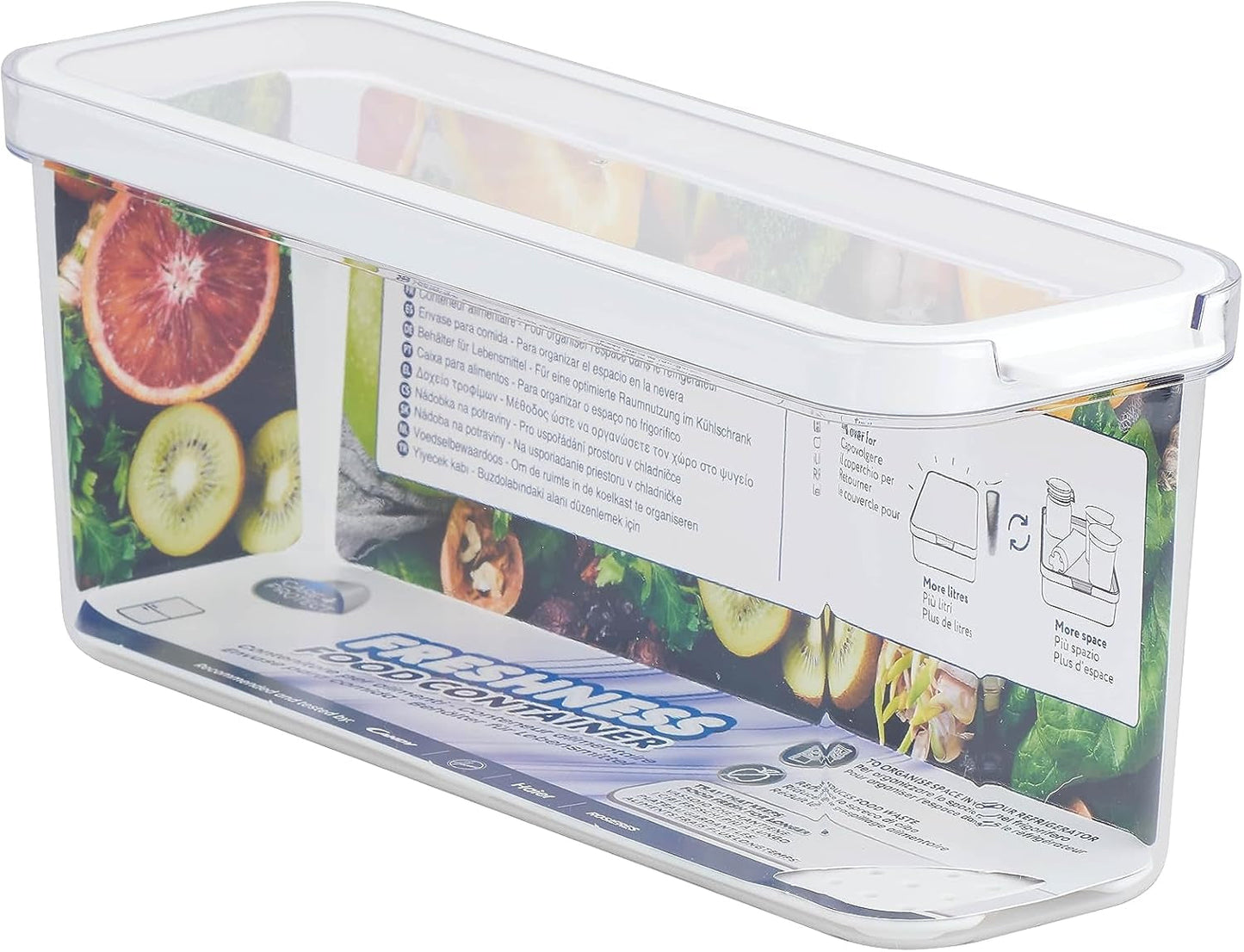 CARE + PROTECT Slimme voedselcontainer, perfect stapelbaar, koelkastorganizer, beschermt voedsel tegen vocht, houdt voedsel langer vers, 2,15 L Voedselbewaardozen Naty Shop 2 L