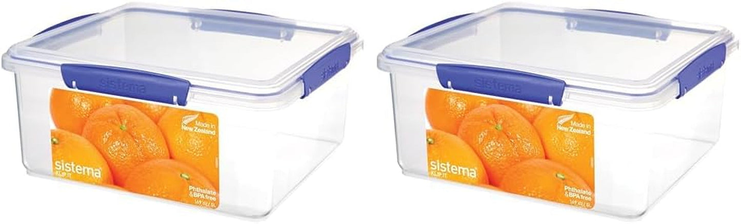 KLIP IT Systeem Voedselbewaarpot 5 Liter Stapelbaar Lekvrije voorraadpot met deksel Koelkast/vriezer Geschikt BPA-vrij plastic Blauwe clips 1 stuk (2 stuks) Naty Shop Voedselbewaardozen Standaard titel