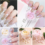 6 Box 3D Flower Nagelkunst Charms, Acryl Flower Nagel Strass Mit Gold en Silverperlen Ornamenten, Nagel Edelsteine, Nagel Zubehör Für Mädchen, Frauen, DIY Nageldesign, Basteldekoration…