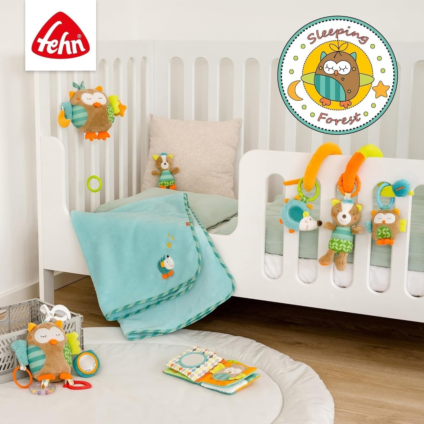 Fehn Activity Spiral Sleeping Forest - kinderwagenspeelgoed aanraken en vasthouden - babyspeelgoed voor bed, box, kinderwagen en autostoel - motorisch speelgoed voor baby's en peuters vanaf 0+ maanden Babyspeelgoed Naty Shop