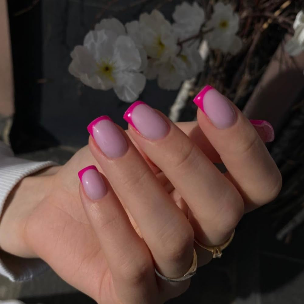 Lange Franse tips Gouden glitterlijm op lange vierkante nagels Glitter Franse tip Kunstnagels Set Vierkante kunstnagels voor dames 24 stuks