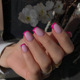 Lange Franse tips Gouden glitterlijm op lange vierkante nagels Glitter Franse tip Kunstnagels Set Vierkante kunstnagels voor dames 24 stuks