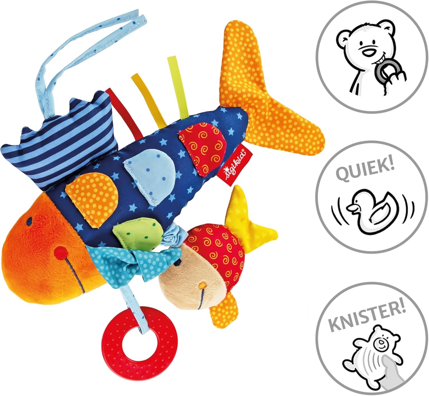 SIGIKID 40104 Actieve vis Baby Activity PlayQ Speelgoed voor kinderen meisjes en jongens aanbevolen vanaf 3 maanden veelkleurig Babyspeelgoed Naty Shop