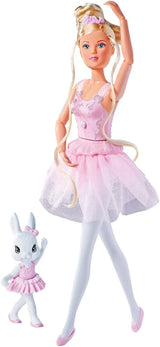 Simba 105733603 - Steffi Love Dancing Ballerina, Steffi als ballerinapop met dierenvriendje en draaibare rok, speelpop 29 cm, vanaf 3 jaar