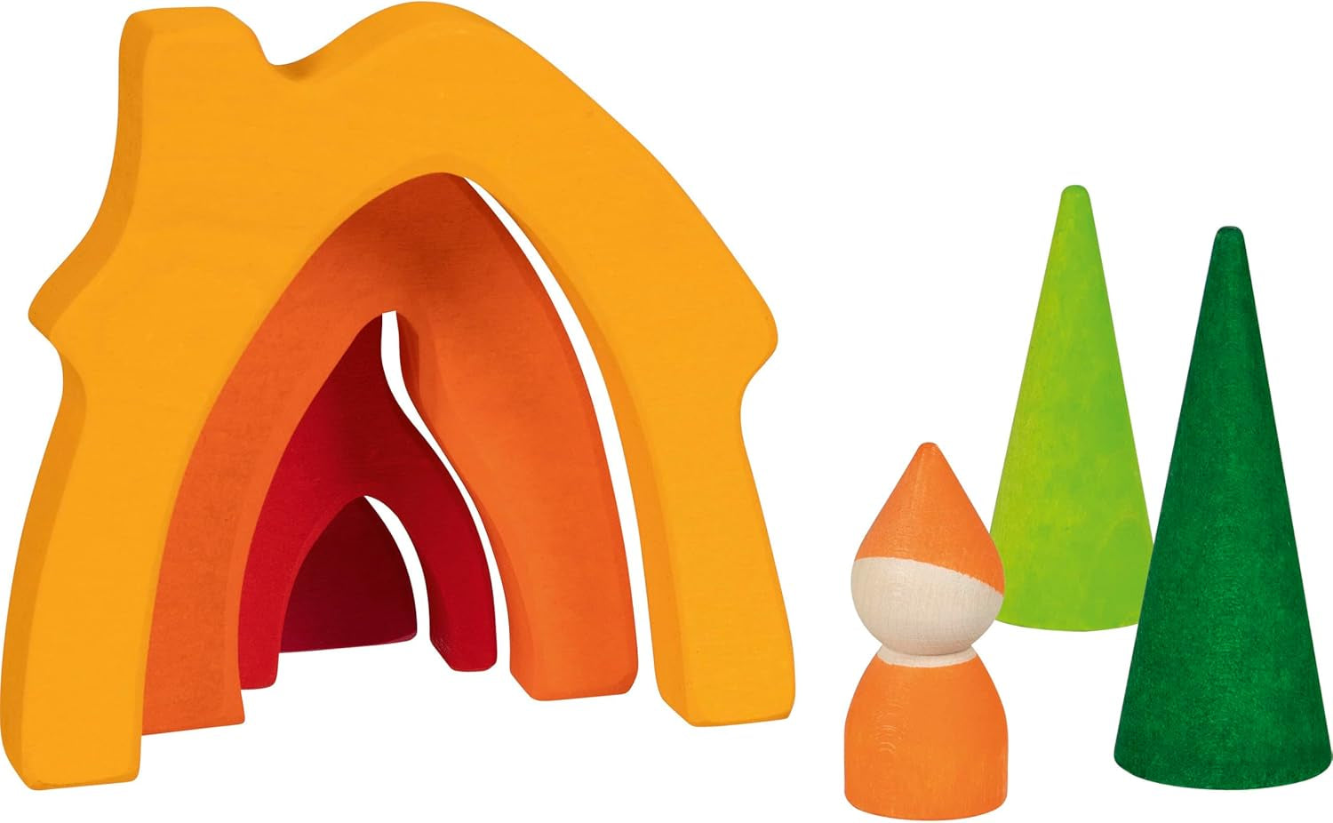 Goki 58427 - Dwergenhuis - Goki Evolution - Gemaakt van hoogwaardig esdoornhout - 7 delen - Kleurrijke verf op waterbasis - Made in Europe Poppenhuizen Naty Shop