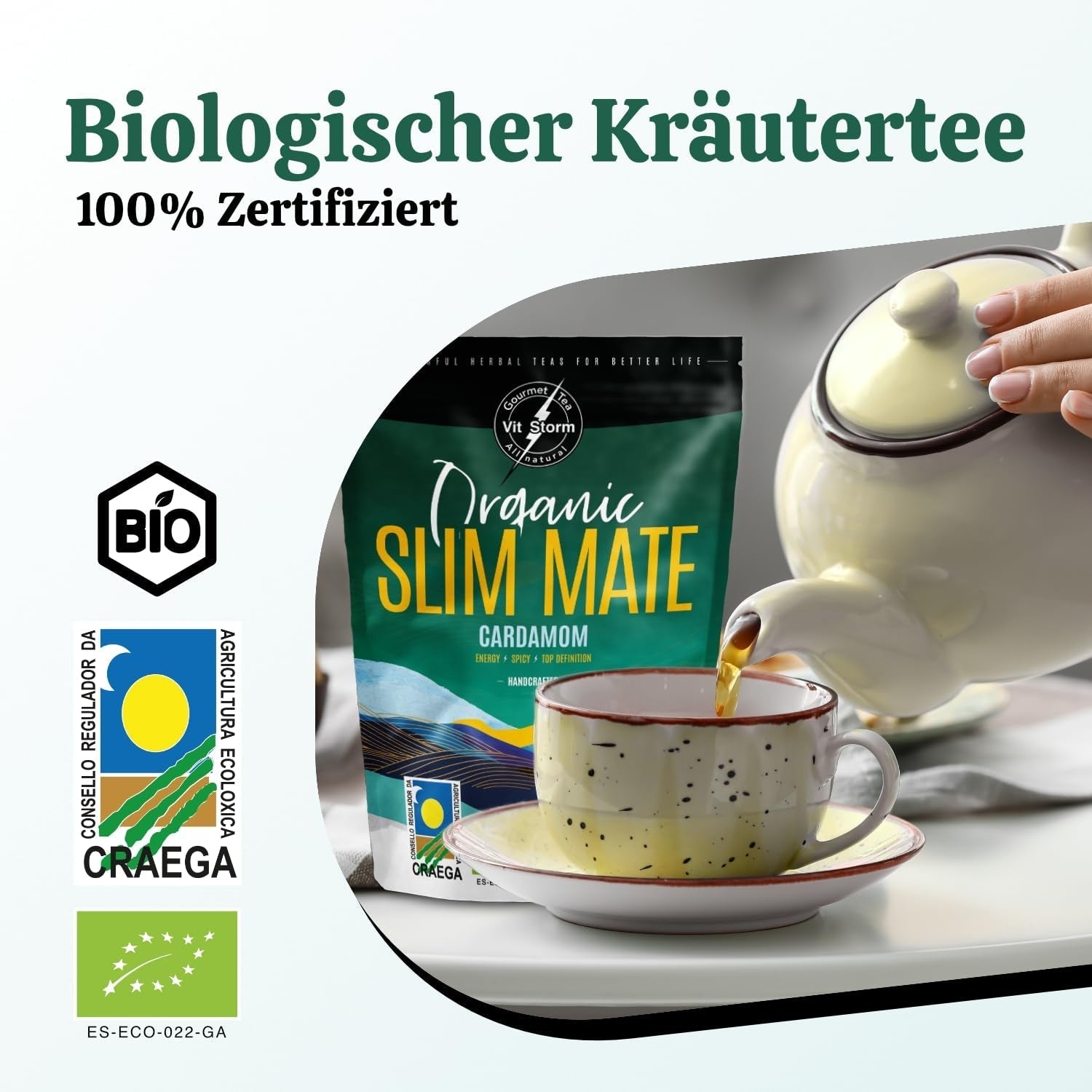 VITSTORM® Slim Tea Kardemom – BIO Yerba Mate Thee – Detox- en diuretische thee – 100G