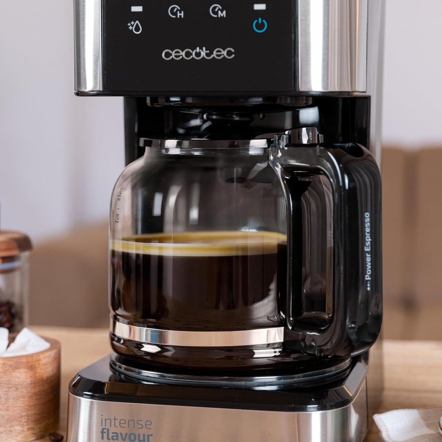 Espresso met filter Cecotec Coffee 66 Drop and Touch, vermogen 950 W, 1,5 L, 12 kopjes, touchscreen, glazen karaf, 24-uurs timer, 6 schakelaars, herbruikbaar gaasfilter