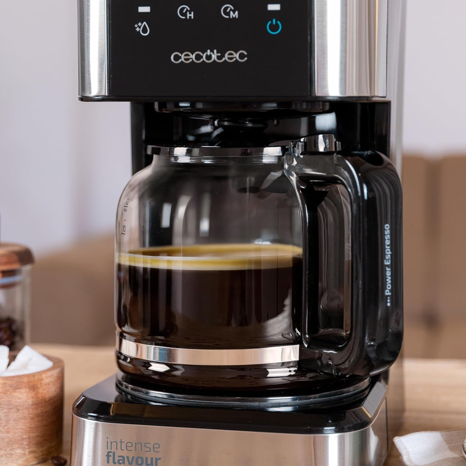 Espresso met filter Cecotec Coffee 66 Drop and Touch, vermogen 950 W, 1,5 L, 12 kopjes, touchscreen, glazen karaf, 24-uurs timer, 6 schakelaars, herbruikbaar gaasfilter