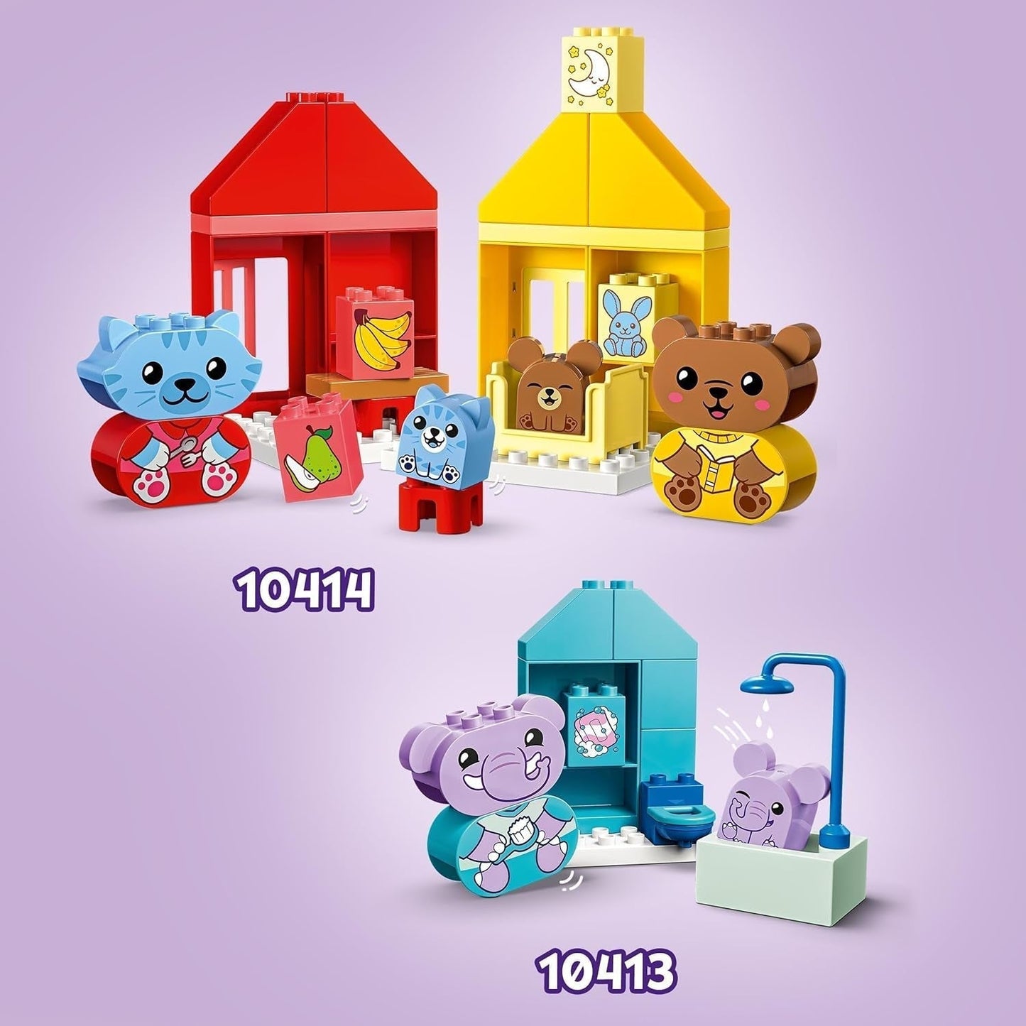 LEGO DUPLO Alledaagse Routines: Eten & Bedtijd, leerspeelgoed voor peuters om de sociale en emotionele ontwikkeling te stimuleren, met 4 dierfiguren, cadeau voor kinderen vanaf 18 maanden 10414 Bouwsets Besuche den LEGO-Store