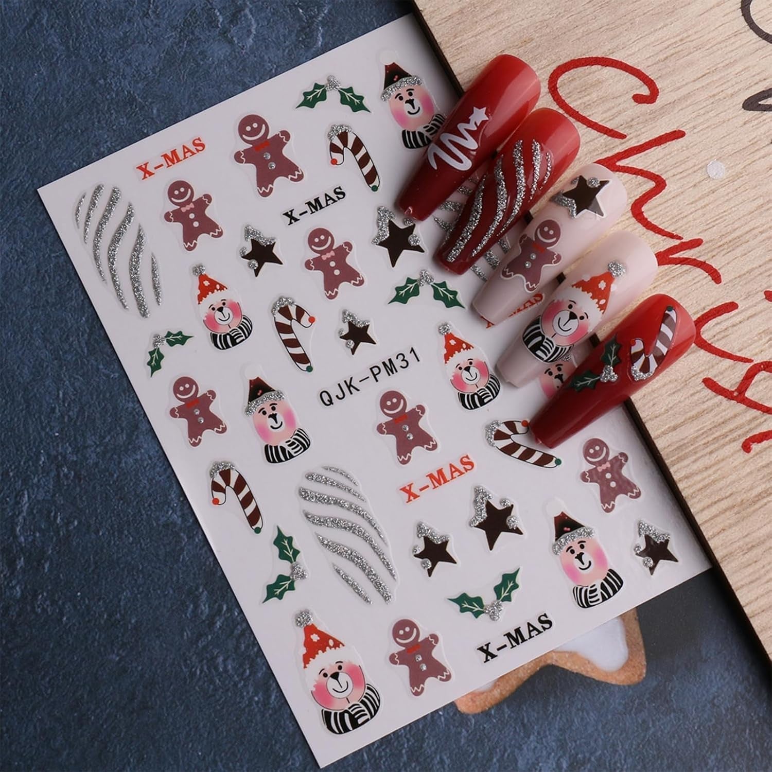 JMEOWIO Nagelsticker Glitzer Weihnachten 10 Blatt Nail Art Sticker Selbstklebend Nagelaufkleber Schneeflocken Winter Decoratie Nageldesign Zubehör