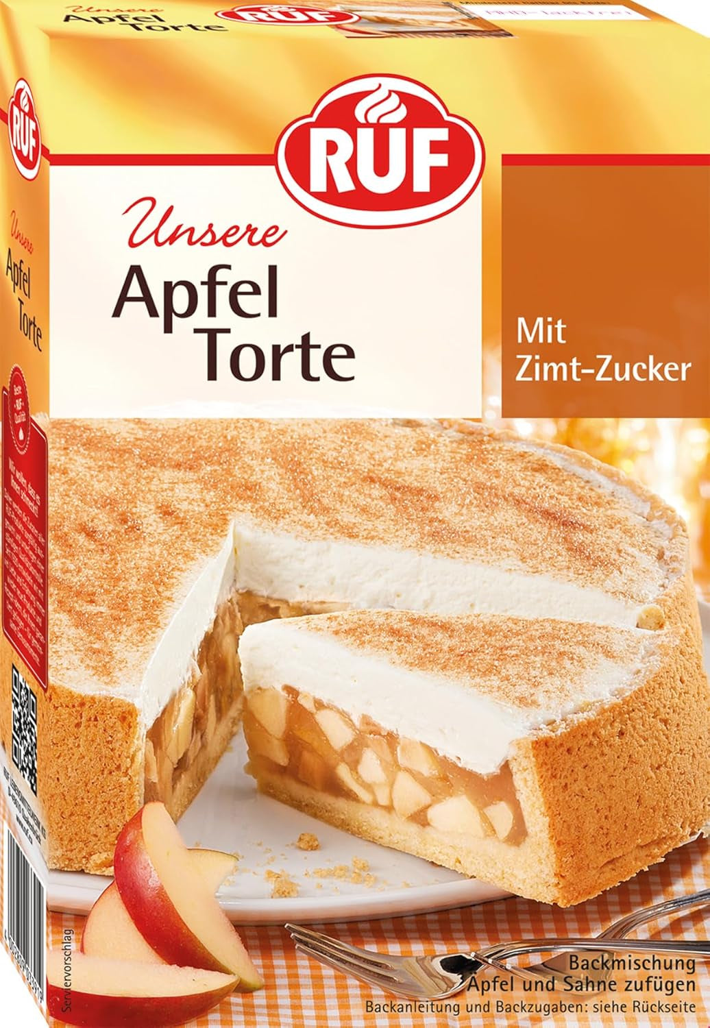 RUF Apfeltorte, Backmischung Für Eine Apfel-Torte Met Sahne-Creme en Zimt-Zucker, Apfel-Zimt-Torte, Vegan Naty Shop Apfeltorte 500 G